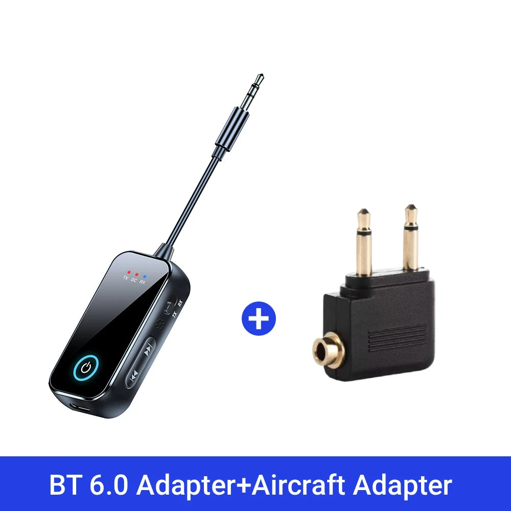 Organza Travel® Bluetooth 6.0 2-in-1 AUX Adapter | Wireless Transmitter & Receiver for Car, TV, PC & Airplane (3.5mm)