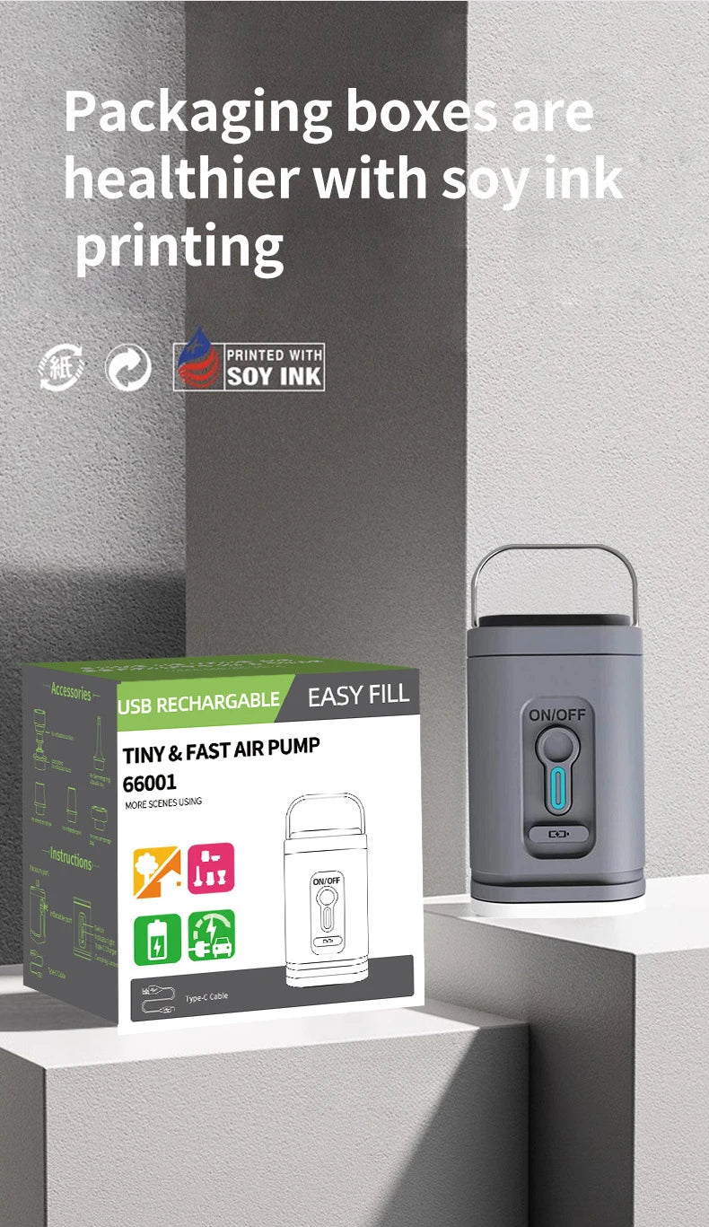 Organza Travel® Mini Portable Air Pump | USB Rechargeable Inflator/Deflator for Travel, Air Mattresses & Vacuum Bags
