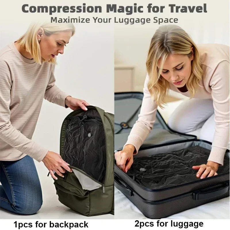 Organza Travel® Sac de compression sous vide 17L avec pompe à air | Sac de rangement de voyage réutilisable pour vêtements