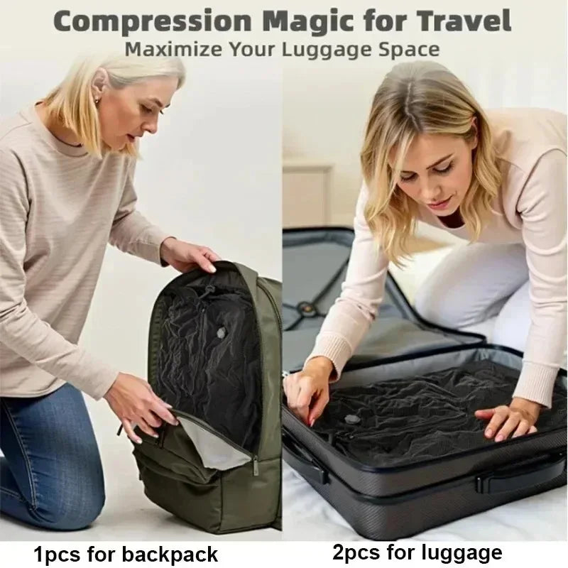 Organza Travel® Sac de compression sous vide 17L avec pompe à air | Sac de rangement de voyage réutilisable pour vêtements