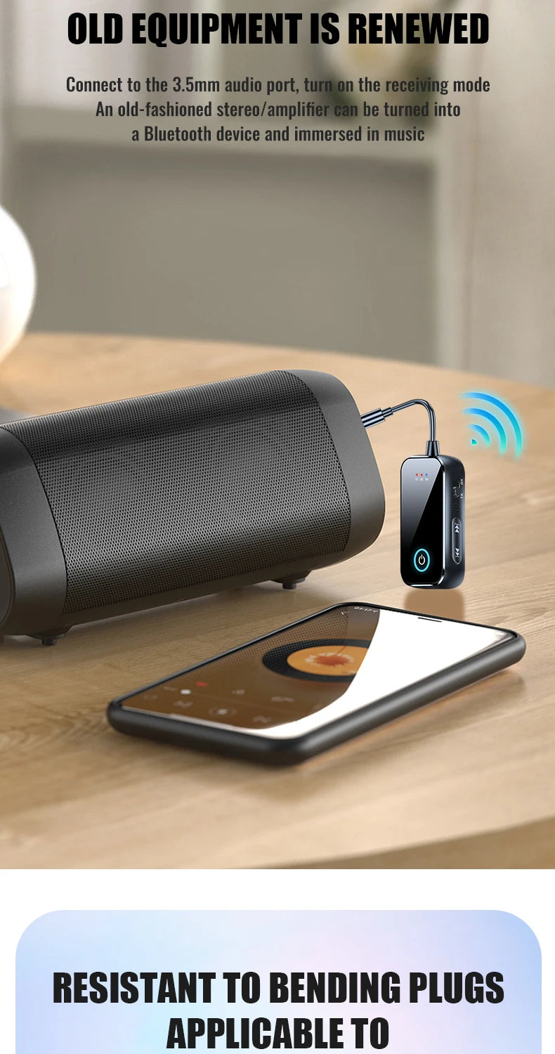 Organza Travel® Bluetooth 6.0 2-in-1 AUX Adapter | Wireless Transmitter & Receiver for Car, TV, PC & Airplane (3.5mm)