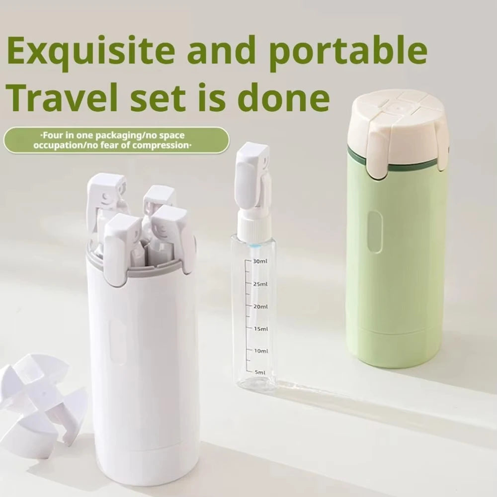 4-in-1 Travel Dispenser Bottle by Organza Travel® | Leak-Proof Refillable Toiletry Containers – Compact & TSA Friendly (4x30ml)