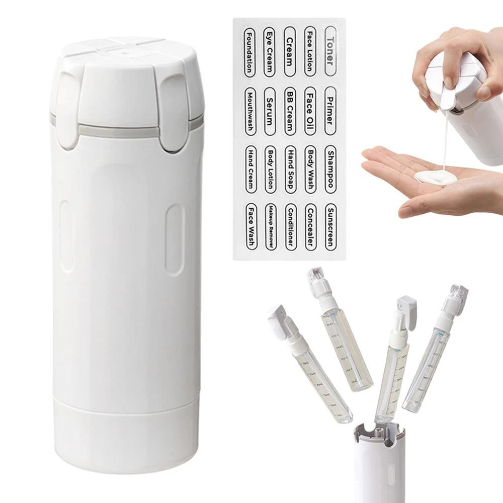 4-in-1 Travel Dispenser Bottle by Organza Travel® | Leak-Proof Refillable Toiletry Containers – Compact & TSA Friendly (4x30ml)