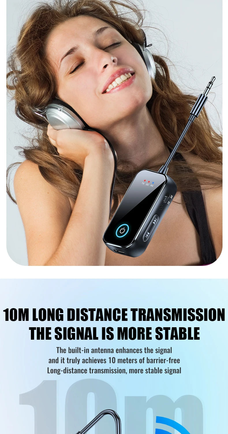 Organza Travel® Bluetooth 6.0 2-in-1 AUX Adapter | Wireless Transmitter & Receiver for Car, TV, PC & Airplane (3.5mm)