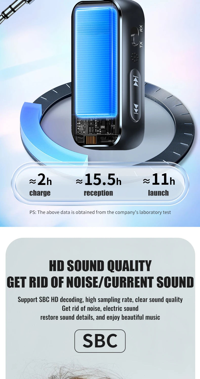 Organza Travel® Bluetooth 6.0 2-in-1 AUX Adapter | Wireless Transmitter & Receiver for Car, TV, PC & Airplane (3.5mm)